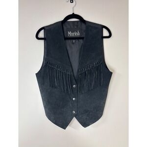 Mariah Suede Fringe Vest Western‎ Cowboy Festival Black Vest Size S
